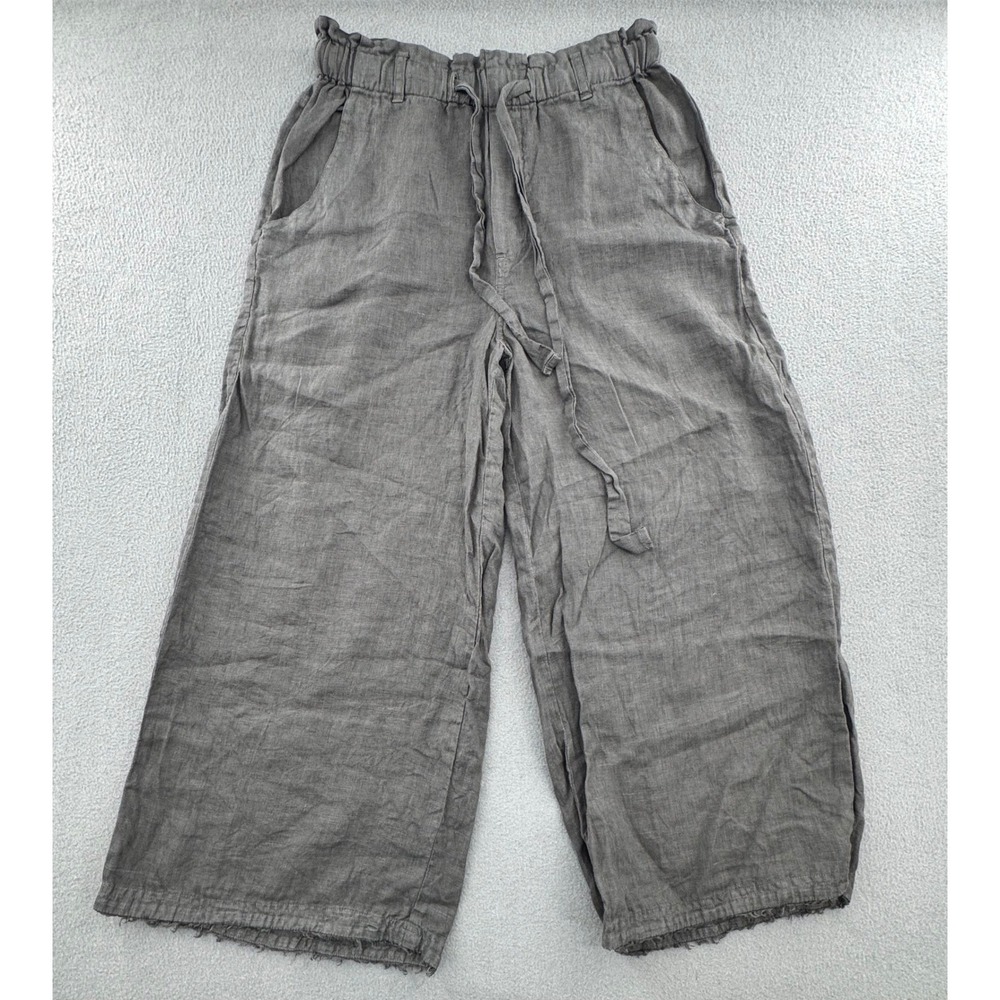 Cloth & Stone Wide Leg Linen Pants XS Gray Paperbag Coastal Grandma Boho Earthy